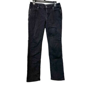 Ann Taylor Loft Stretch Curvy Straight Black Denim Jeans Dark Wash Size 27/4P